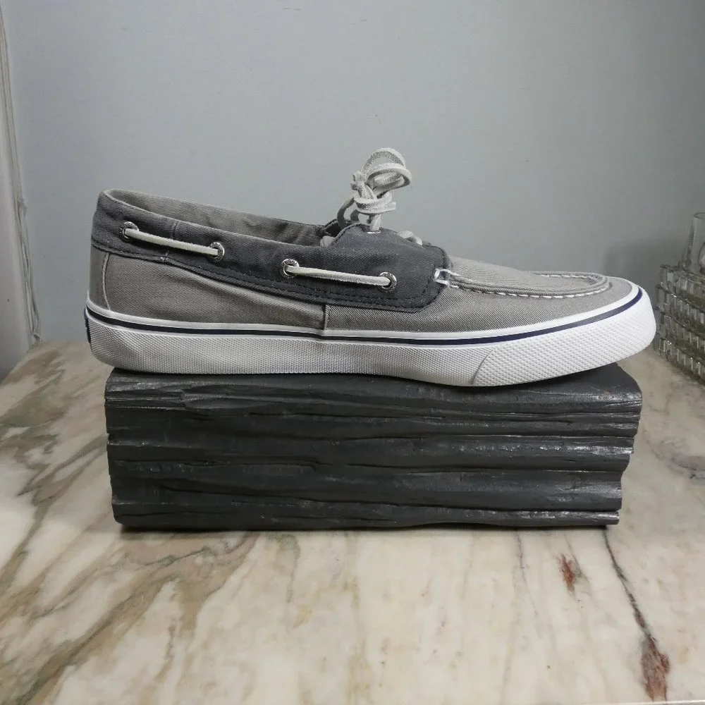 Sperry Men's Bahama II Boat Shoe, SW Grey/Navy, 11 M US